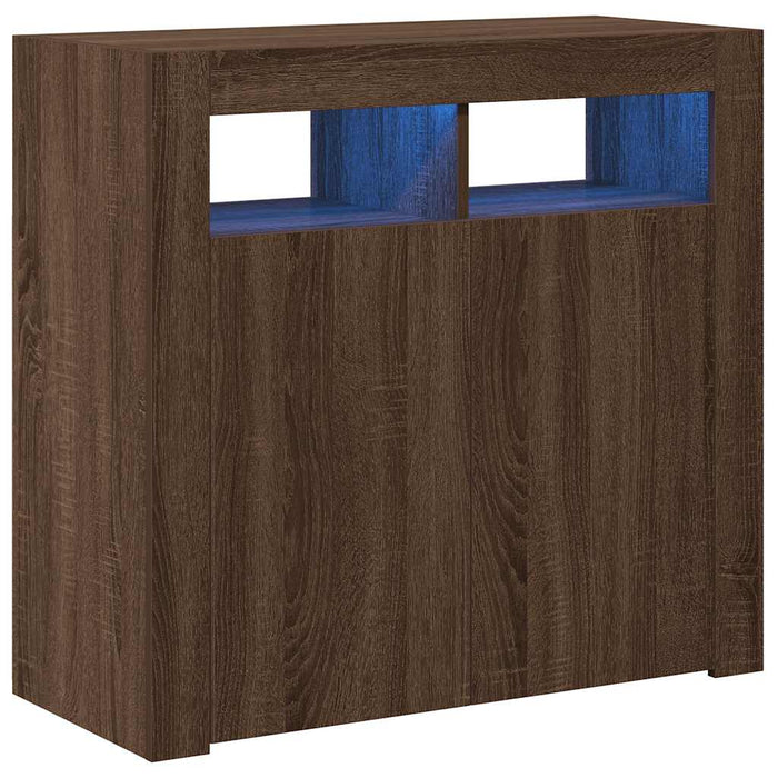 Dulap cu lumini LED, stejar maro, 80x35x75 cm WALTI