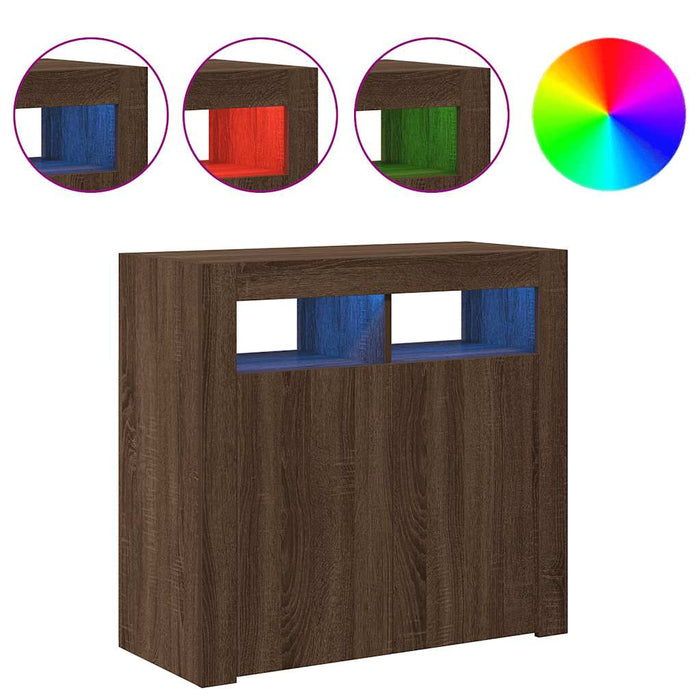 Dulap cu lumini LED, stejar maro, 80x35x75 cm WALTI