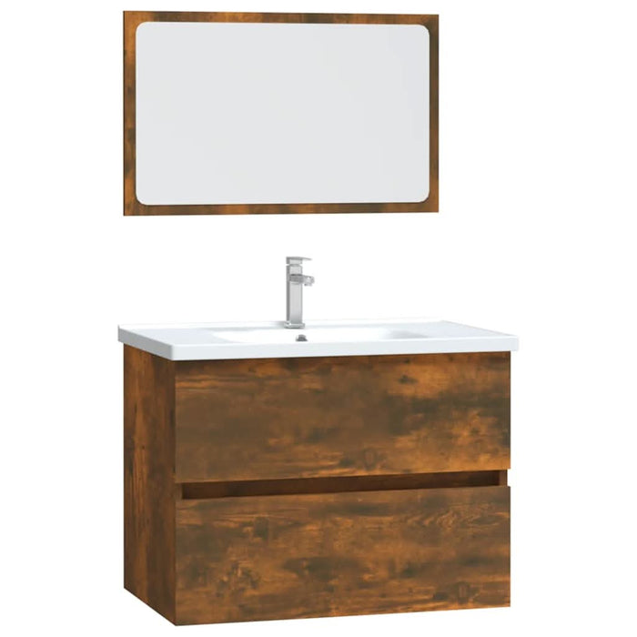 Set mobilier de baie, 2 piese, stejar fumuriu, lemn prelucrat - WALTI WALTI