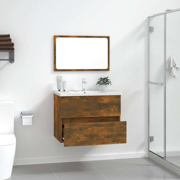 Set mobilier de baie, 2 piese, stejar fumuriu, lemn prelucrat - WALTI WALTI