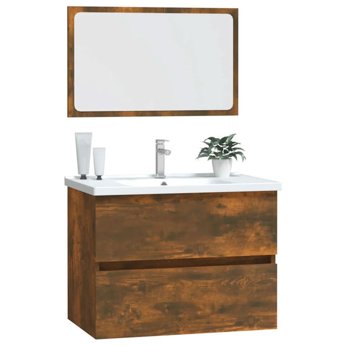 Set mobilier de baie, 2 piese, stejar fumuriu, lemn prelucrat - WALTI WALTI