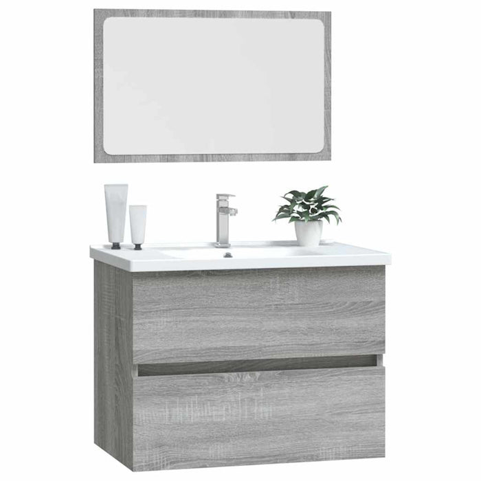 Set mobilier de baie, 2 piese, gri sonoma, lemn prelucrat - WALTI WALTI