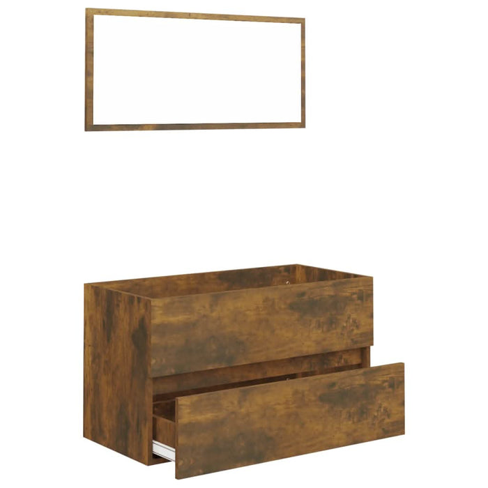 Set mobilier de baie, 2 piese, stejar fumuriu, lemn prelucrat - WALTI WALTI