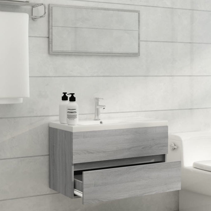 Set mobilier de baie, 2 piese, gri sonoma, lemn prelucrat - WALTI WALTI