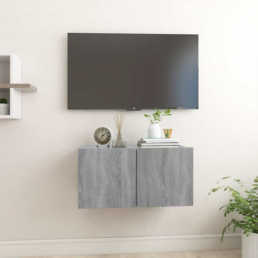 Dulap TV suspendat, gri sonoma, 60x30x30 cm, lemn prelucrat - WALTI WALTI