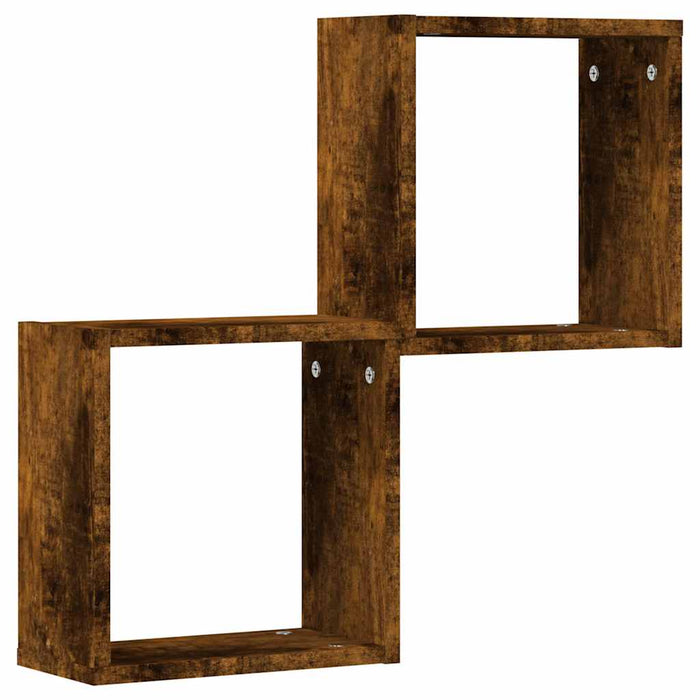 Rafturi cuburi de perete 2 buc Stejar afumat 30x15x30 cm - WALTI WALTI