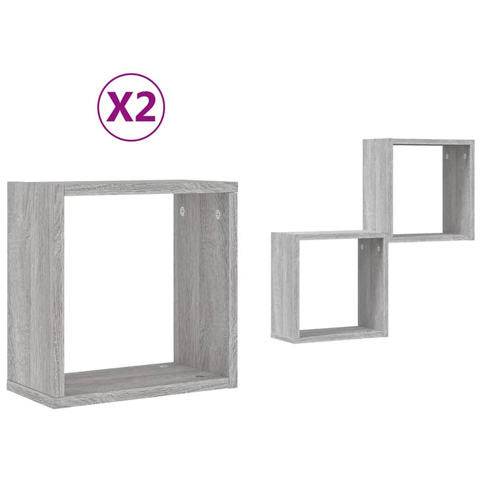 Rafturi cuburi de perete 2 buc Gri Sonoma 30x15x30 cm - WALTI WALTI