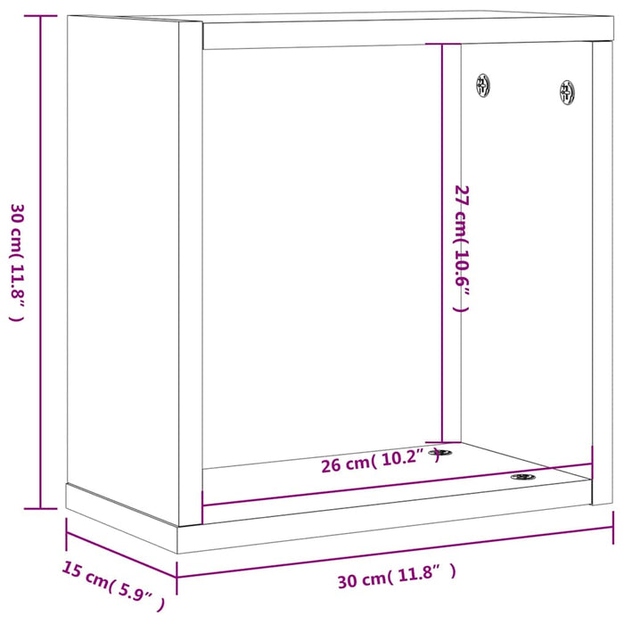 Rafturi cuburi de perete 2 buc Gri Sonoma 30x15x30 cm - WALTI WALTI