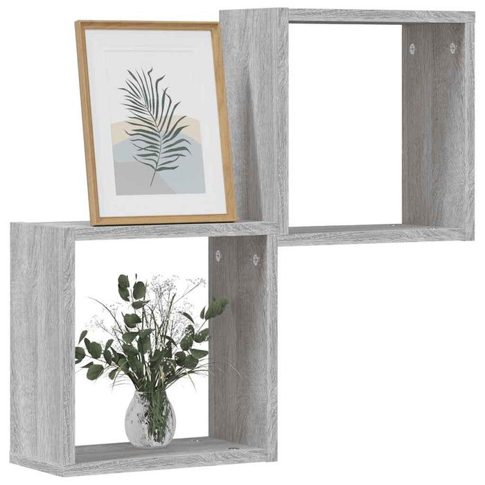 Rafturi cuburi de perete 2 buc Gri Sonoma 30x15x30 cm - WALTI WALTI