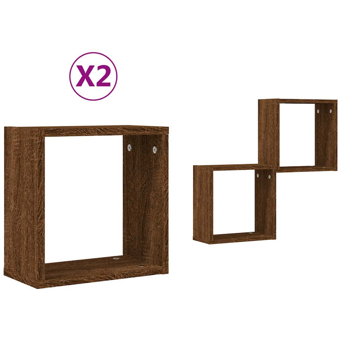 Rafturi cub de perete 2 buc Stejar maro 30x15x30 cm - WALTI WALTI