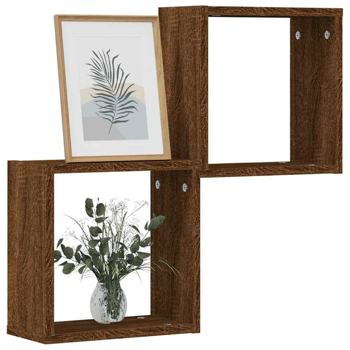 Rafturi cub de perete 2 buc Stejar maro 30x15x30 cm - WALTI WALTI