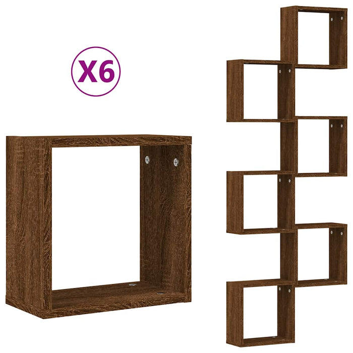 Rafturi cuburi de perete 6 buc Stejar maro 30x15x30 cm - WALTI WALTI