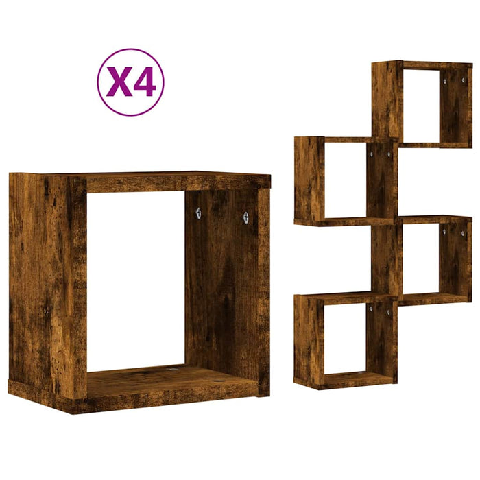 Șemele de perete 4 pcs Maro 26 x 15 x 26 cm Lemn compozit - WALTI WALTI