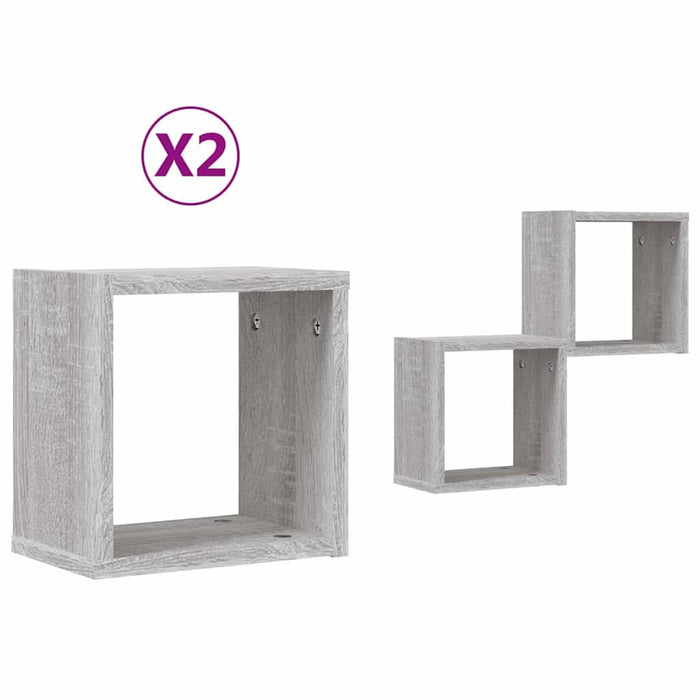 Șemele de perete 2 pcs Gri 26 x 15 x 26 cm Lemn compozit - WALTI WALTI