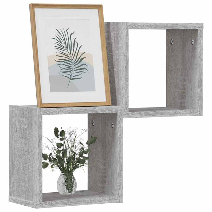 Șemele de perete 2 pcs Gri 26 x 15 x 26 cm Lemn compozit - WALTI WALTI
