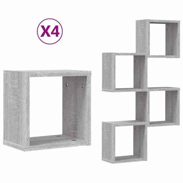 Șemele de perete 4 pcs Gri 26 x 15 x 26 cm Lemn compozit - WALTI WALTI