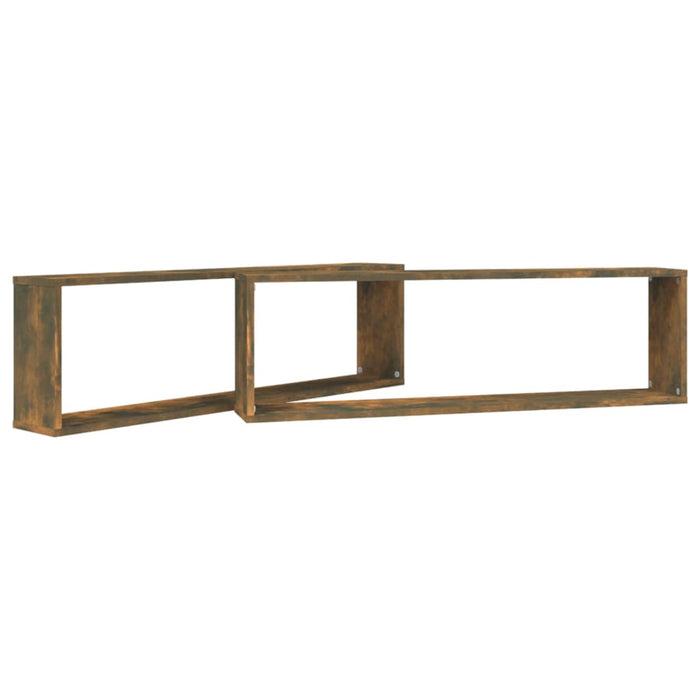 Rafturi de perete cub, 2 buc., stejar fumuriu 100x15x30 cm lemn - WALTI WALTI