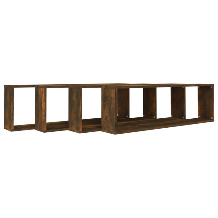 Rafturi de perete cub, 4 buc., stejar fumuriu 100x15x30 cm lemn - WALTI WALTI