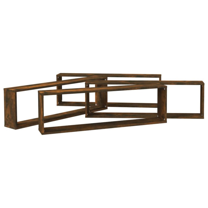 Rafturi de perete cub, 4 buc., stejar fumuriu 100x15x30 cm lemn - WALTI WALTI