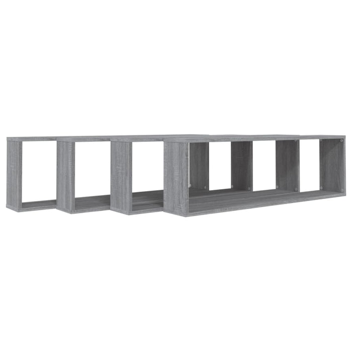 Rafturi de perete cub, 4 buc., gri sonoma, 100x15x30 cm, lemn - WALTI WALTI