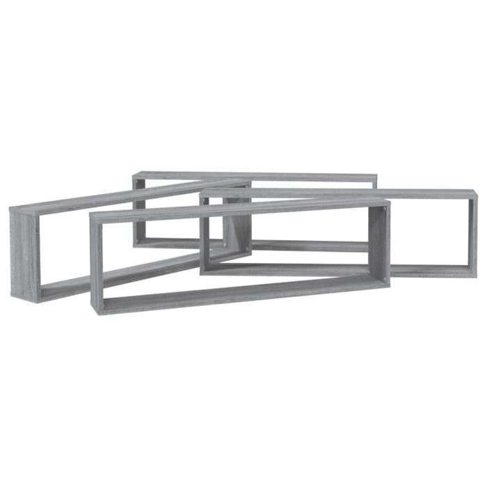 Rafturi de perete cub, 4 buc., gri sonoma, 100x15x30 cm, lemn - WALTI WALTI