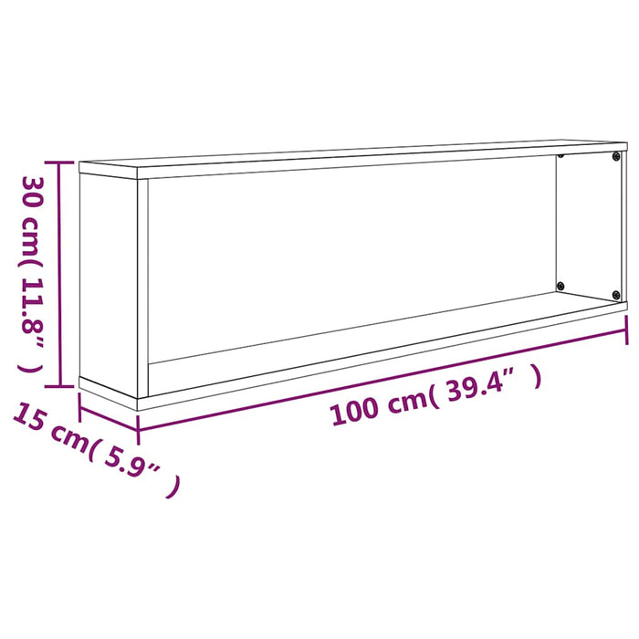 Rafturi de perete cub, 2 buc., stejar maro 100x15x30 cm lemn WALTI