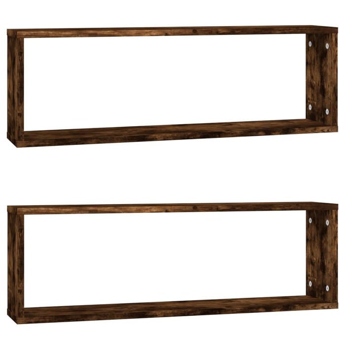 Rafturi de perete cub, 2 buc. stejar fumuriu 80x15x26,5 cm lemn - WALTI WALTI