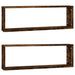 Rafturi de perete cub, 2 buc. stejar fumuriu 80x15x26,5 cm lemn - WALTI WALTI