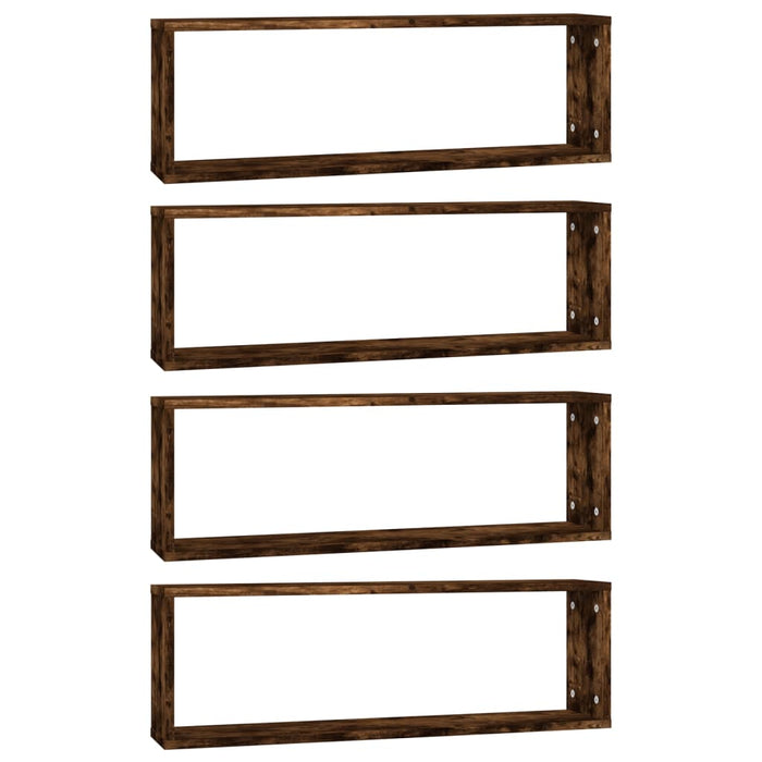 Rafturi de perete cub, 4 buc. stejar fumuriu 80x15x26,5 cm lemn - WALTI WALTI
