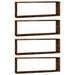 Rafturi de perete cub, 4 buc. stejar fumuriu 80x15x26,5 cm lemn - WALTI WALTI