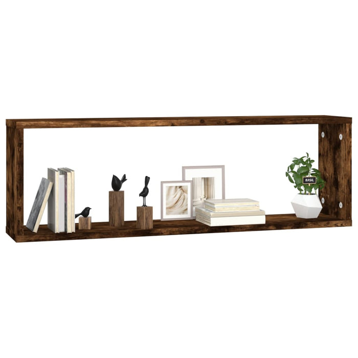 Rafturi de perete cub, 4 buc. stejar fumuriu 80x15x26,5 cm lemn - WALTI WALTI
