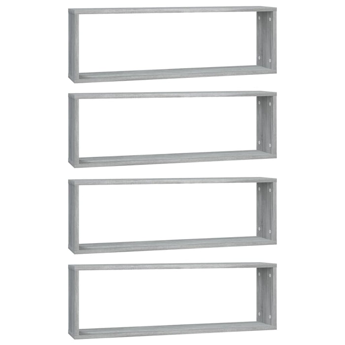 Rafturi de perete cub, 4 buc., gri sonoma, 80x15x26,5 cm, lemn - WALTI WALTI