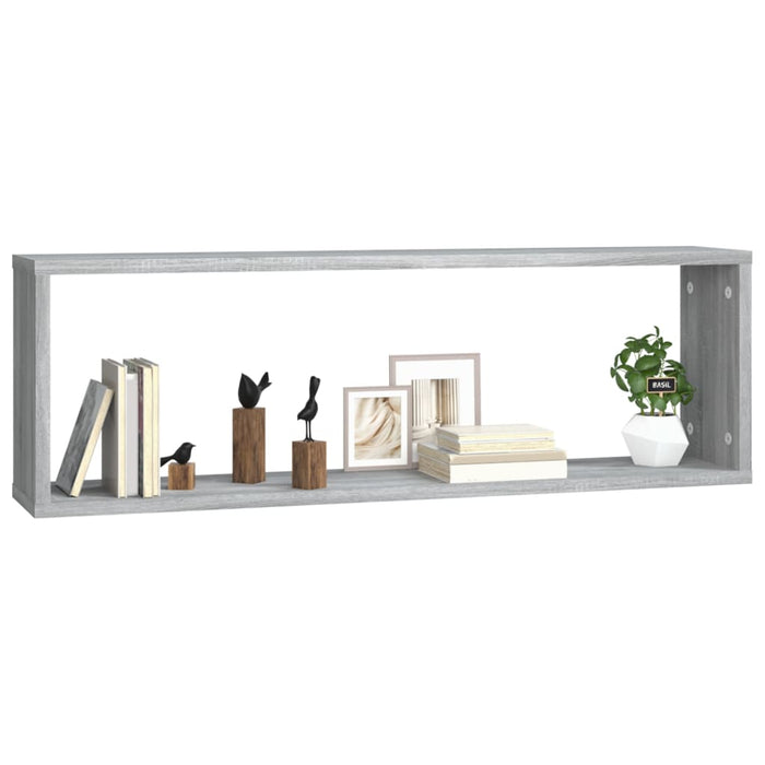 Rafturi de perete cub, 4 buc., gri sonoma, 80x15x26,5 cm, lemn - WALTI WALTI