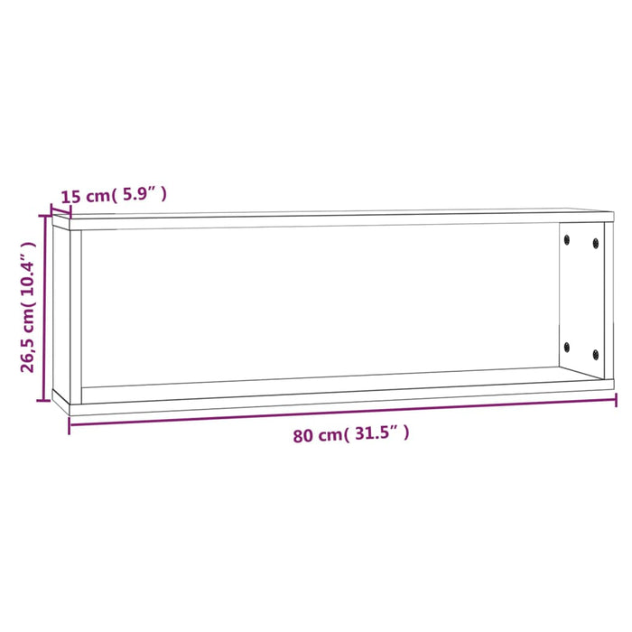 Rafturi de perete cub, 2 buc. stejar maro, 80x15x26,5 cm, lemn - WALTI WALTI