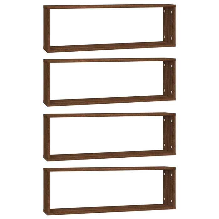 Rafturi de perete cub, 4 buc. stejar maro, 80x15x26,5 cm, lemn - WALTI WALTI
