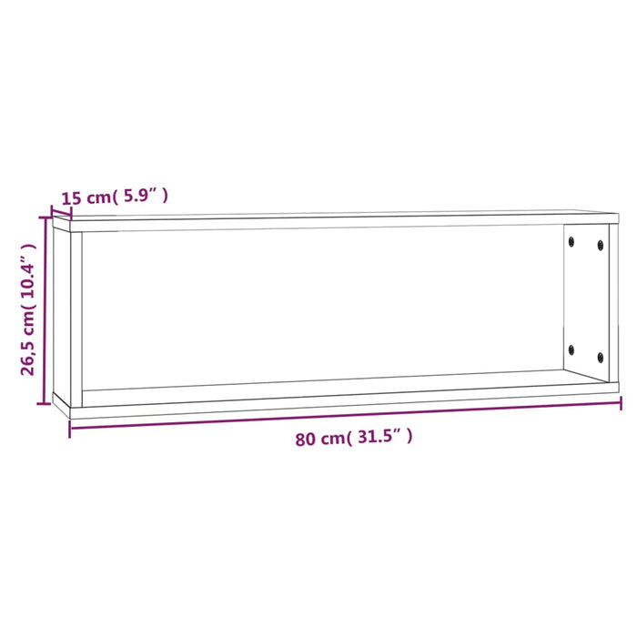 Rafturi de perete cub, 4 buc. stejar maro, 80x15x26,5 cm, lemn - WALTI WALTI