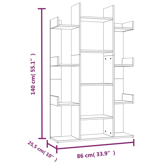 Bibliotecă, gri sonoma, 86x25,5x140 cm, lemn prelucrat - WALTI WALTI