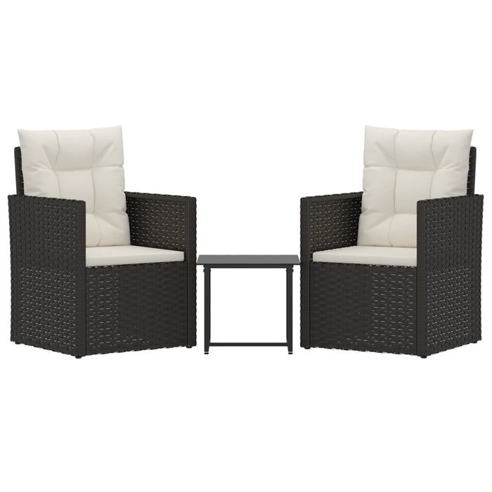 Set mobilier de exterior cu perne, 3 piese, negru, poliratan - WALTI WALTI