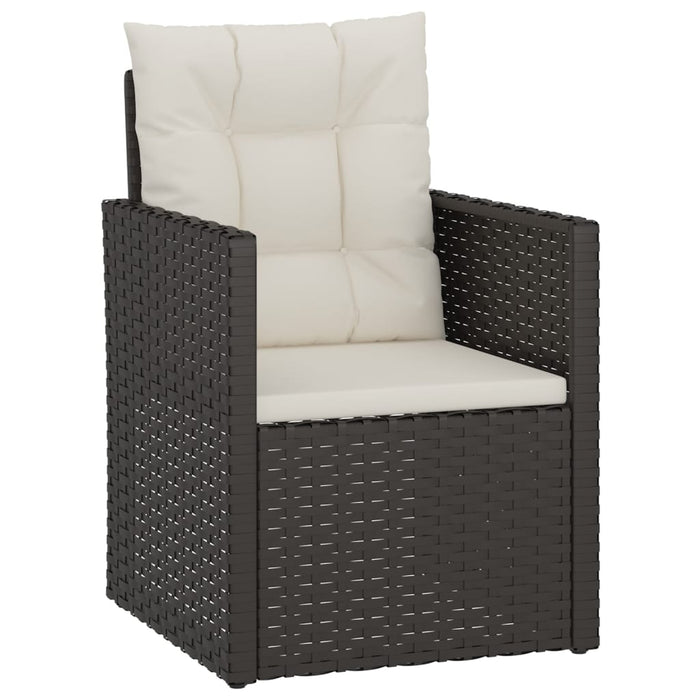 Set mobilier de exterior cu perne, 3 piese, negru, poliratan - WALTI WALTI