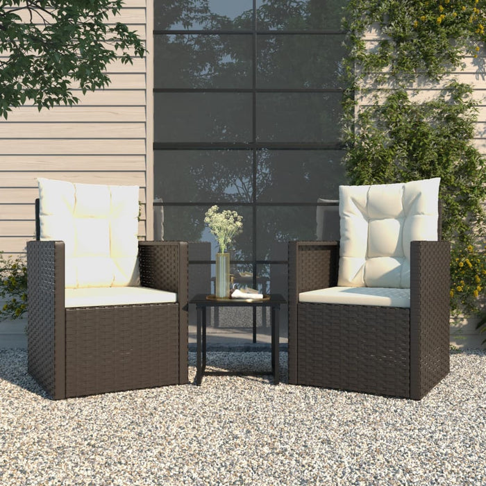 Set mobilier de exterior cu perne, 3 piese, negru, poliratan - WALTI WALTI