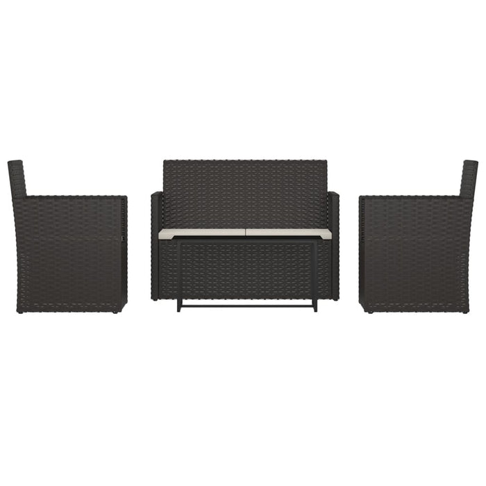 Set mobilier de exterior cu perne, 4 piese, negru, poliratan - WALTI WALTI