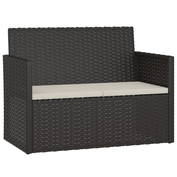 Set mobilier de exterior cu perne, 4 piese, negru, poliratan - WALTI WALTI