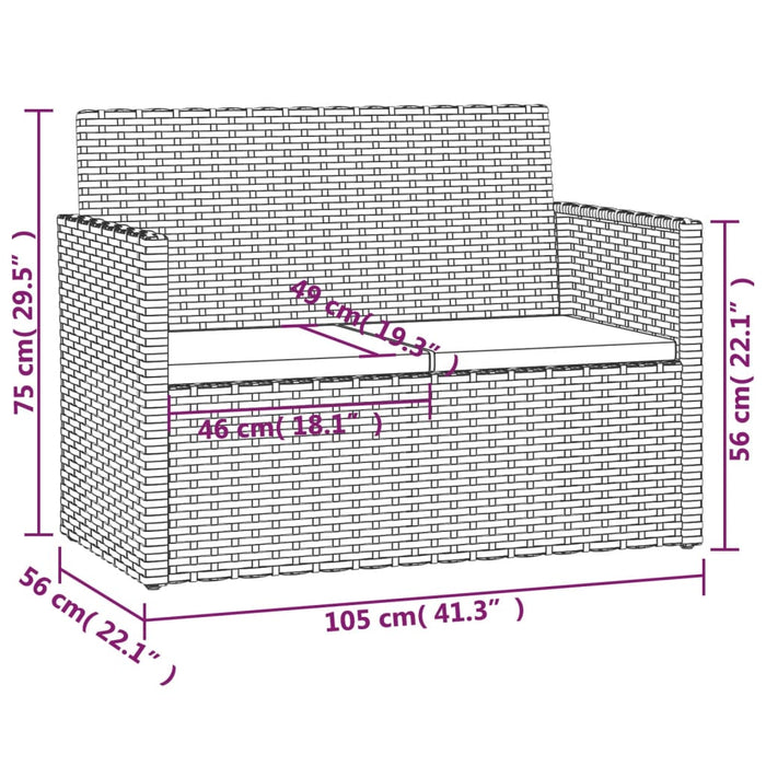 Set mobilier de exterior cu perne, 4 piese, negru, poliratan - WALTI WALTI
