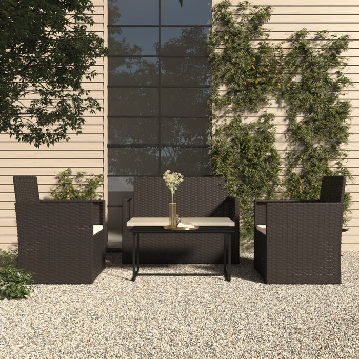 Set mobilier de exterior cu perne, 4 piese, negru, poliratan - WALTI WALTI