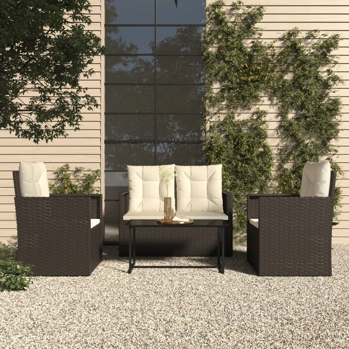 Set mobilier de exterior cu perne, 4 piese, negru, poliratan - WALTI WALTI
