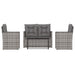 Set mobilier de exterior cu perne, 4 piese, gri, poliratan - WALTI WALTI