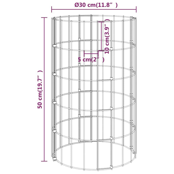 Stâlp de gabion, Ø30x50 cm, oțel galvanizat, circular - WALTI WALTI