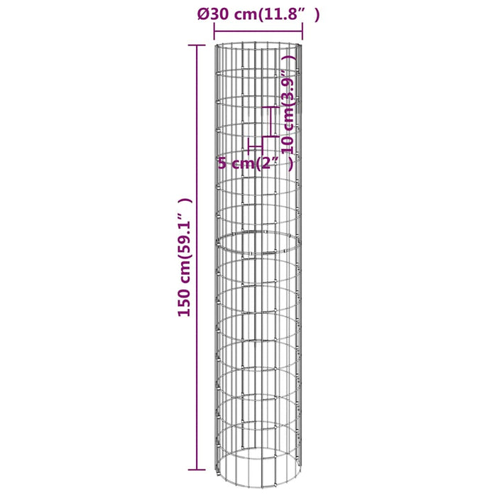 Stâlp de gabion, Ø30x150 cm, oțel galvanizat, circular - WALTI WALTI