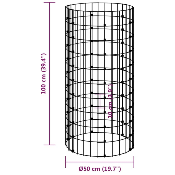 Stâlp de gabion, Ø50x100 cm, oțel galvanizat, circular - WALTI WALTI