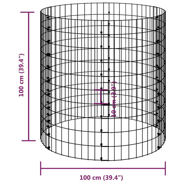 Stâlp de gabion, Ø100x100 cm, oțel galvanizat, circular - WALTI WALTI